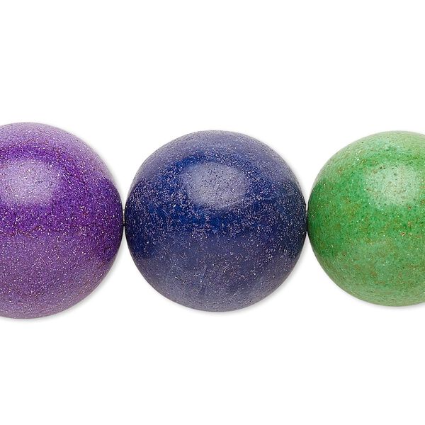 Bead, "howlite" (resin) (imitation), mixed colors, 16-21mm round. Sold per 8-inch strand. image number 0