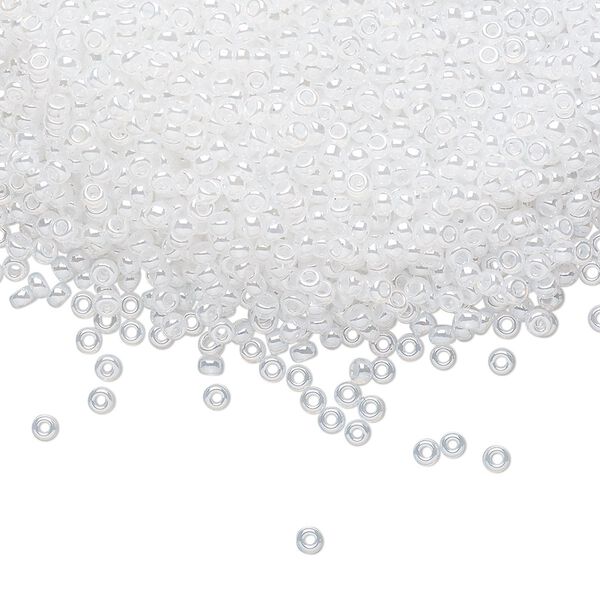 Seed bead, Miyuki, glass, pkg/25g, #11 rocaille, translucent luster opal, (RR-511). image number 0