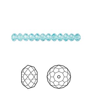 Bead 12pk light turquoise, Crystal Passions® 4x3mm rondelle 5040