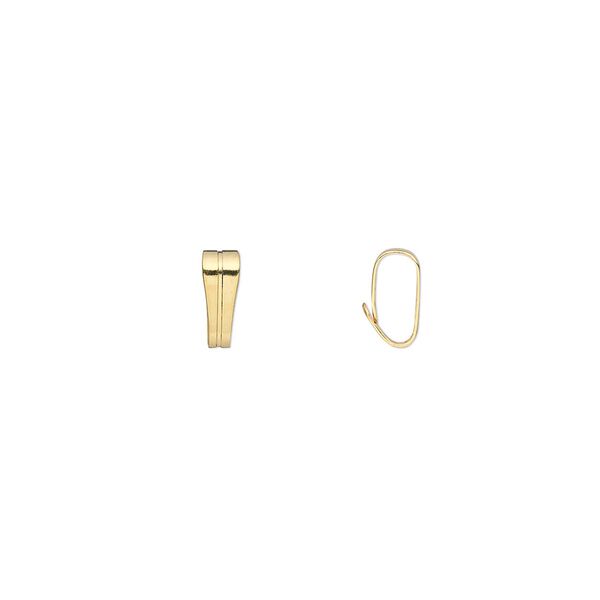 Bail, pendant, gold-plated brass, 7x3mm. Sold per pkg of 100. image number 0