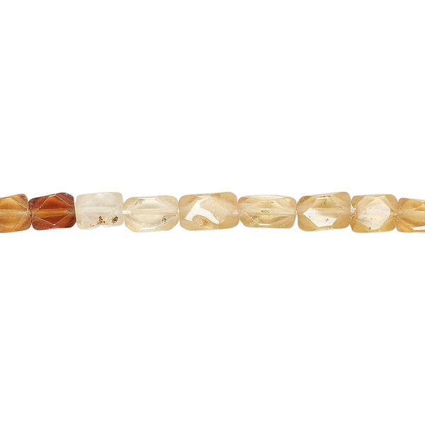 Bead, hessonite garnet (natural), shaded, 5x3mm-6x4mm hand-cut faceted puffed rectangle, B grade, Mohs hardness 7 to 7-1/2. Sold per 13-inch strand. image number 0