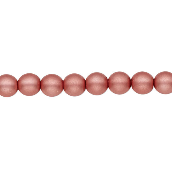 Bead, Czech pearl-coated glass druk, opaque matte dusty rose, 6mm round. Sold per 15-1/2" to 16" strand. image number 0