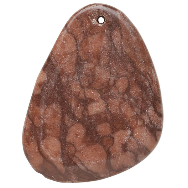 Focal, brown zebra stone (natural), 41x33mm-45x36mm puffed freeform with flat back, C grade, Mohs hardness 3 to 3-1/2. Sold individually. image number 0