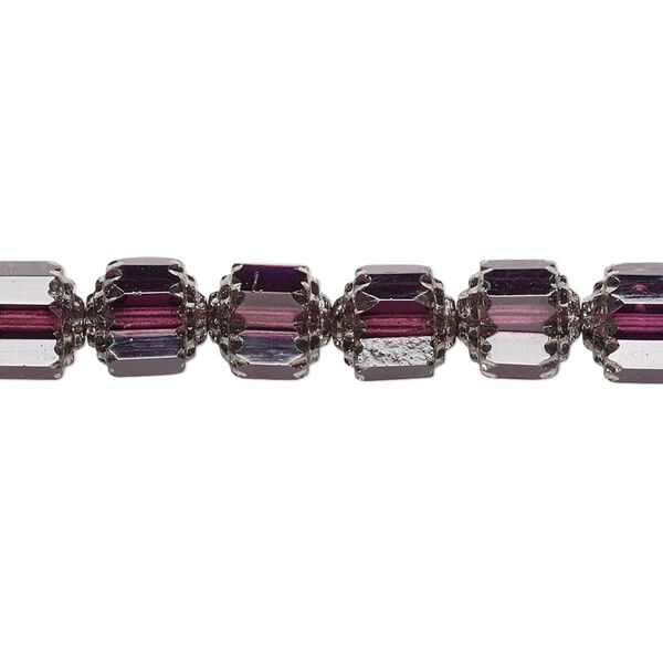 Bead, Czech glass, light purple and metallic light purple, 8mm round cathedral. Sold per 15-1/2" to 16" strand. image number 0