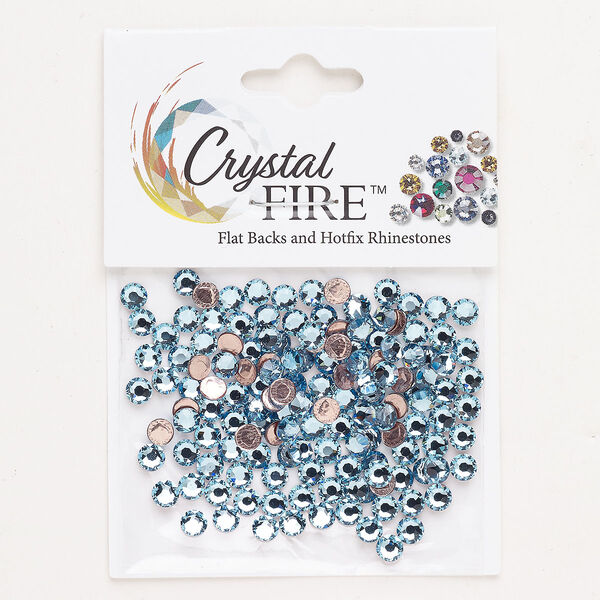 Flat back 144pk aquamarine foil back, Crystal Fire® 3.80-4.00mm hotfix round SS16 image number 0