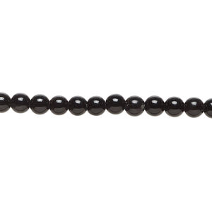 Agate 1pkg1, round bead, 15 inch black 4mm