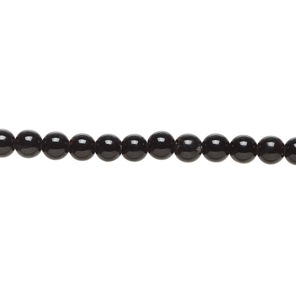 Agate 1pkg1, round bead, 15 inch black 4mm image number 0