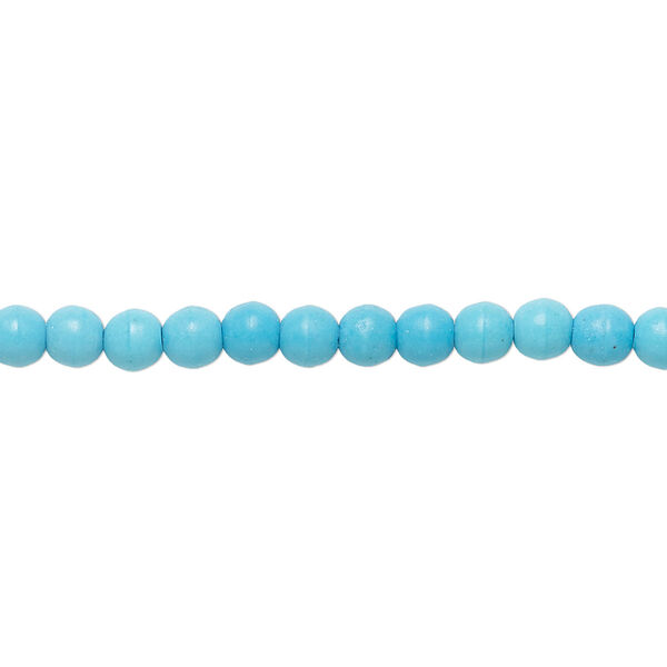 Bead, magnesite (assembled), blue, 4-5mm round, C grade, Mohs hardness 3-1/2 to 4. Sold per 15-inch strand. image number 0