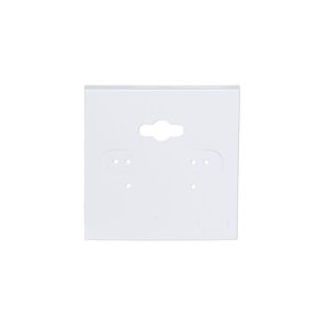 Earring card, PVC plastic, opaque white, 2x2 inch square. Sold per pkg of 100.