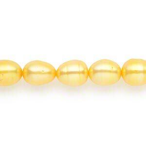Pearl, cultured freshwater (dyed), mango, 8mm rice. Sold per 15" to 16" strand.