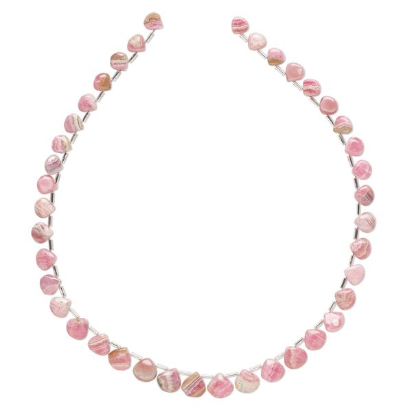 Rhodochrosite 1pkg1, hand-cut top-drilled flat teardrop bead natural 15.5-16 inch graduated 8x8mm-11x11mm image number 0