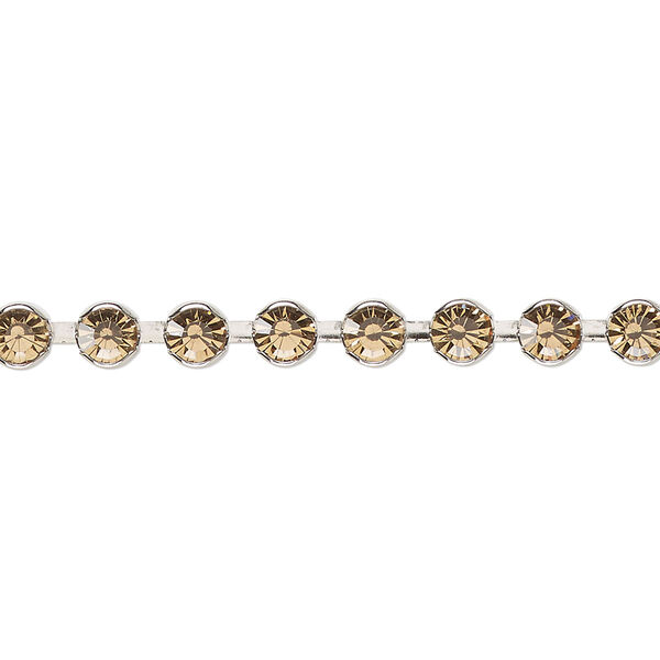 Cupchain, Vintage Crystal™, imitation rhodium-plated brass, light Colorado topaz, 4.4mm round. Sold per 1-meter section. image number 0