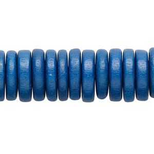 Bead, Taiwanese cheesewood (dyed/waxed), dark blue, 15x3mm-15x4mm  rondelle. Sold per 8-inch strand, approximately 55 beads.