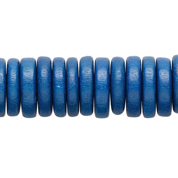 Bead, Taiwanese cheesewood (dyed/waxed), dark blue, 15x3mm-15x4mm  rondelle. Sold per 8-inch strand, approximately 55 beads. image number 0