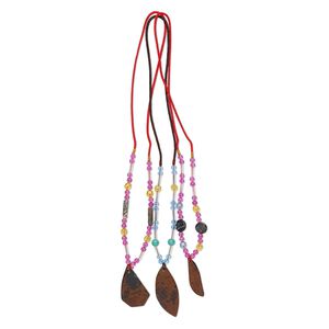 Mahogany obsidian / multi-gemstone / acrylic 1pkg3, freeform necklace continuous 20-24 inch mix 45x14mm-60x32mm