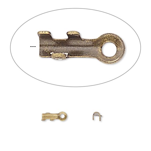 Cord end, fold-over, antique gold-plated brass, 7x2mm tube, 1.5mm inside diameter. Sold per pkg of 500. image number 0