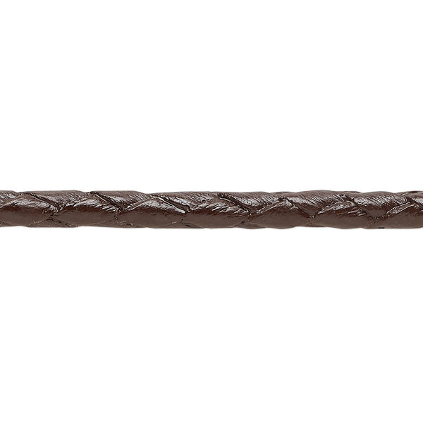 Bolo cord, leather, brown, 3.5-4.5mm round. Sold per pkg of (4) 35-inch lengths. image number 0