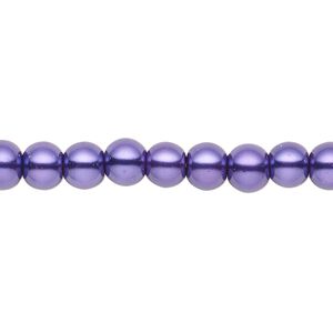 Bead, crystal pearl, deep purple, 5-6mm round. Sold per pkg of (2) 15.5-16 inch strands, approximately 130 beads.