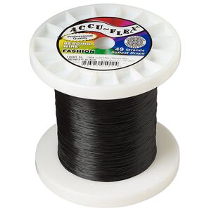 Beading wire, Accu-Flex®, nylon and stainless steel, midnight black, 49 strand, 0.014-inch diameter. Sold per 1,000-foot spool.