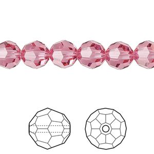 Bead 12pk rose, Crystal Passions® 8mm round 5000