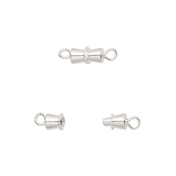 Clasp, barrel, silver-finished brass, 8x4mm. Sold per pkg of 10. image number 0