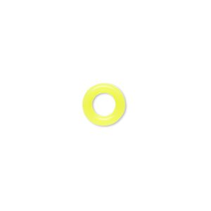 Component, Oh! Ring™, silicone, neon yellow, 9mm round with 5mm hole. Sold per pkg of 300.