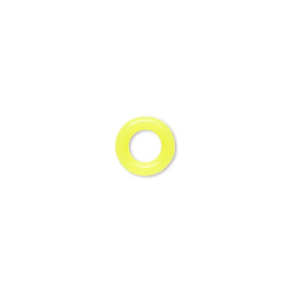 Component, Oh! Ring™, silicone, neon yellow, 9mm round with 5mm hole. Sold per pkg of 300. image number 0
