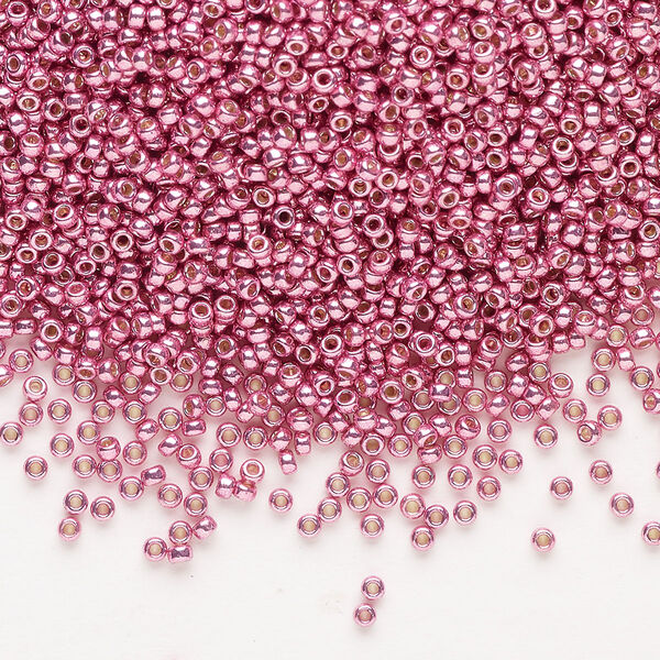 Seed bead, Miyuki, glass, pkg/35g, #15 rocaille, Duracoat® opaque galvanized hot pink, (RR-4210). image number 0