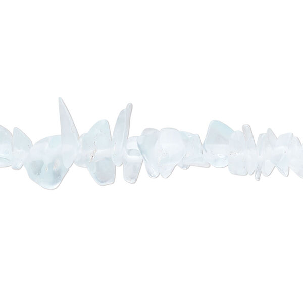 Bead, matte glass, translucent sky blue, small to extra-large chip. Sold per 30-inch strand. image number 0