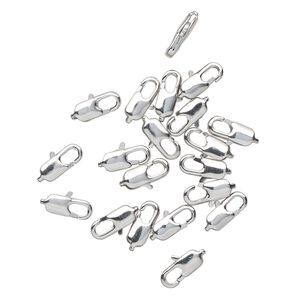 Clasp, lobster claw, imitation rhodium-finished brass, 12x6mm. Sold per pkg of 20.