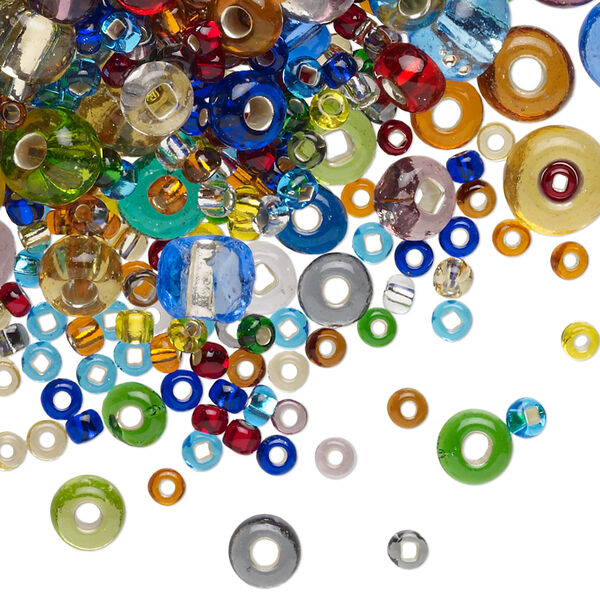 Seed bead mix, Preciosa Ornela Czech glass, pkg/1/4lb, 3x2-8x6mm rocaille, mixed mixed colors. image number 0