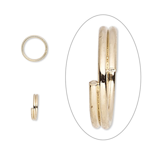 Split ring, gold-finished steel, 8mm round. Sold per pkg of 1,000. image number 0