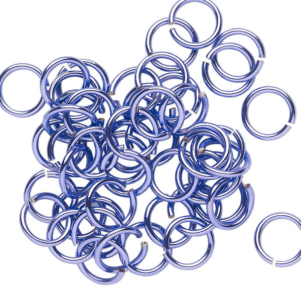 Jump ring, electro-coated brass, purple, 8mm round, 6mm inside diameter, 18 gauge. Sold per pkg of 50. image number 0