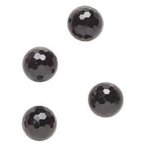 Black tourmaline 1pkg4, faceted round bead natural 14mm