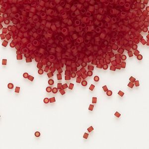 Seed bead, Delica®, glass, pkg/250g, #11 round, translucent matte dark cranberry (DB-1262).