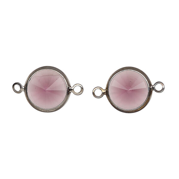 Link, Vintage Crystal™, crystal and gunmetal-plated brass, amethyst, 12mm rivoli. Sold per pkg of 2. image number 0