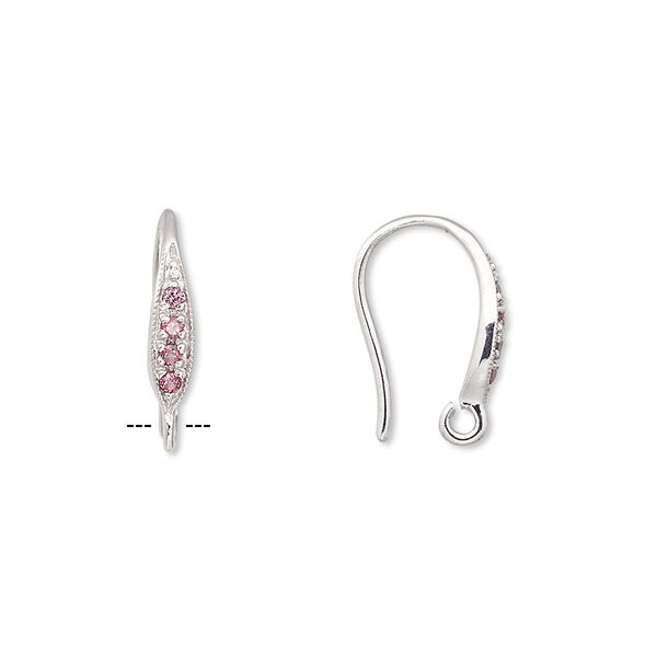 Ear wire fishhook 1pkg2 sterling silver / garnet (natural), 15mm / open loop, 18 gauge 1 pair image number 0