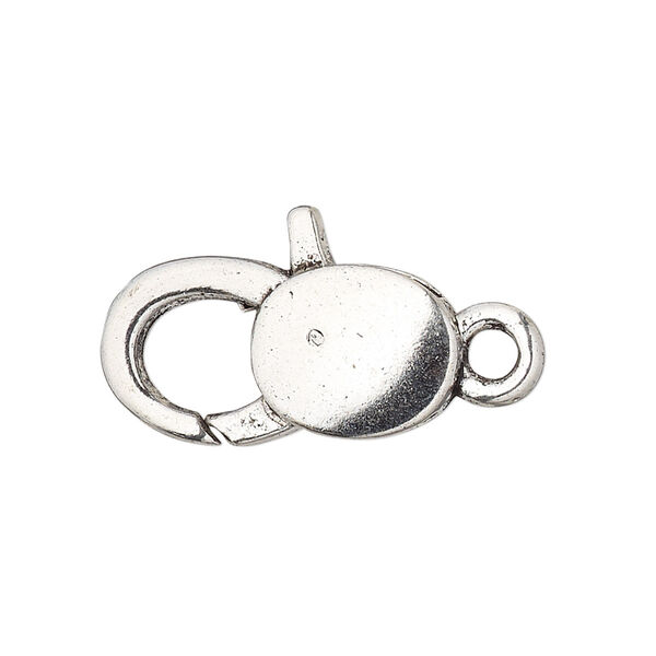 Clasp, lobster claw, antique silver-plated "pewter" (zinc-based alloy), 24.5x12.5mm. Sold per pkg of 6. image number 0