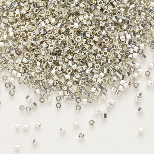 Seed bead, Delica®, glass, pkg/7.5g, #11 cut, opaque galvanized silver (DBC-0035). image number 0