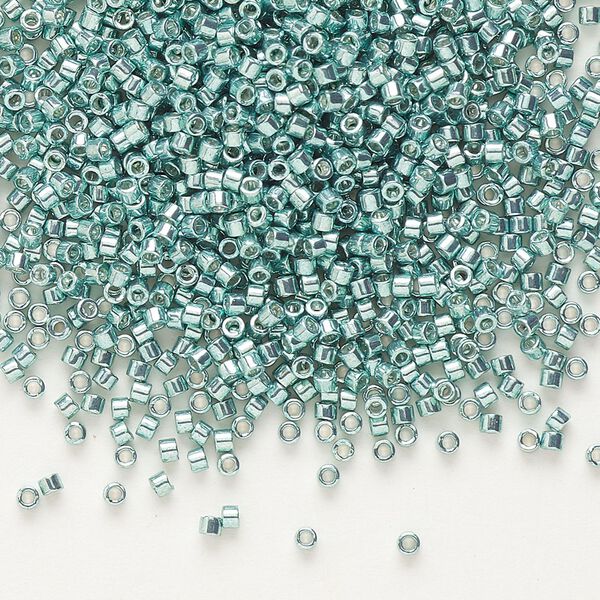 Seed bead, Delica®, glass, pkg/7.5g, #11 round, opaque galvanized seafoam (DB-0416). image number 0