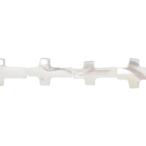 Bead, mother-of-pearl shell (bleached), white, 13x8mm hand-cut cross, Mohs hardness 3-1/2. Sold per 15-1/2" to 16" strand.