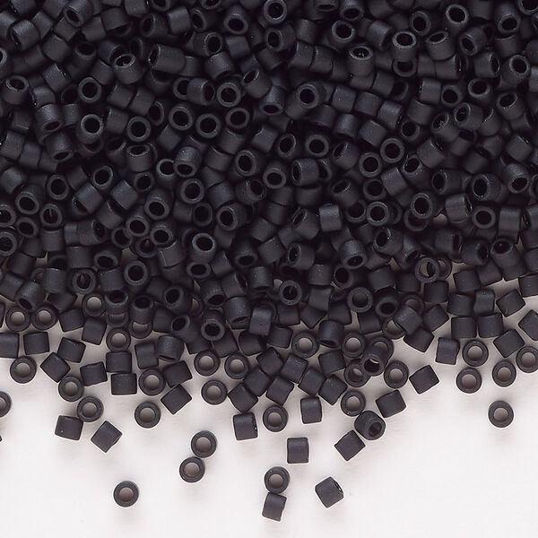 Seed bead, Delica®, glass, pkg/50g, #10 round, opaque matte black (DBM-0310). image number 0