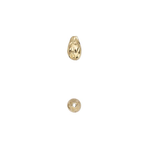 Bead, gold-plated sterling silver, 7x4mm diamond-cut teardrop. Sold individually. image number 0