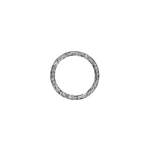 Jump ring, antiqued sterling silver, 12mm hammered round, 9.8mm inside diameter, 17 gauge. Sold per pkg of 2.