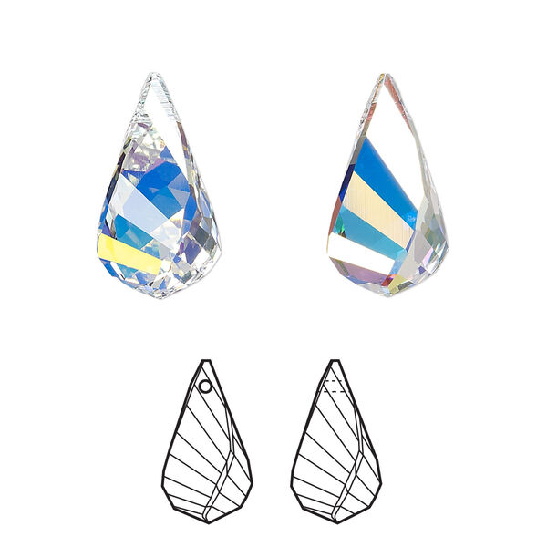 Drop 1pk crystal AB, Crystal Passions® 18x10mm pendant helix 6020 image number 0