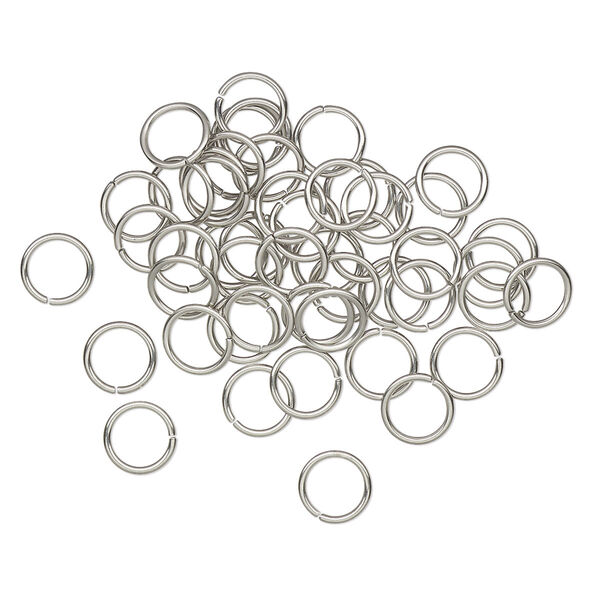 Jump ring, stainless steel, 6mm round, 4.7mm inside diameter, 22 gauge. Sold per pkg of 50. image number 0