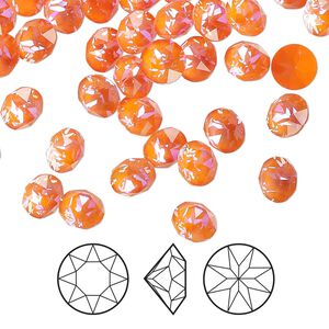 Chaton 144pk crystal orange glow DeLite, Crystal Passions® 6.14-6.32mm round SS29 1088
