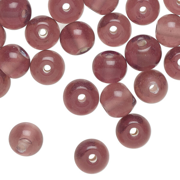 Bead, lampworked glass, translucent purple, 8mm round. Sold per 2-ounce pkg, approximately 75 beads. image number 0