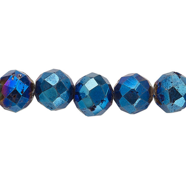 Druzy agate 1pkg1, electroplated faceted round bead B grade, 8 inch 10mm image number 0