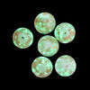Bead, lampworked glass, clear /opaque white/ glow-in-the-dark / gold, 10mm round. Sold per pkg of 6. image number 1